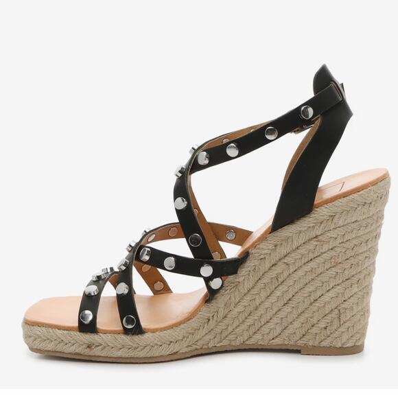 NEW Dolce Vita Maxon Espadrille Wedge Sandal Black Studded Womens Size  8.5 - Picture 3 of 10